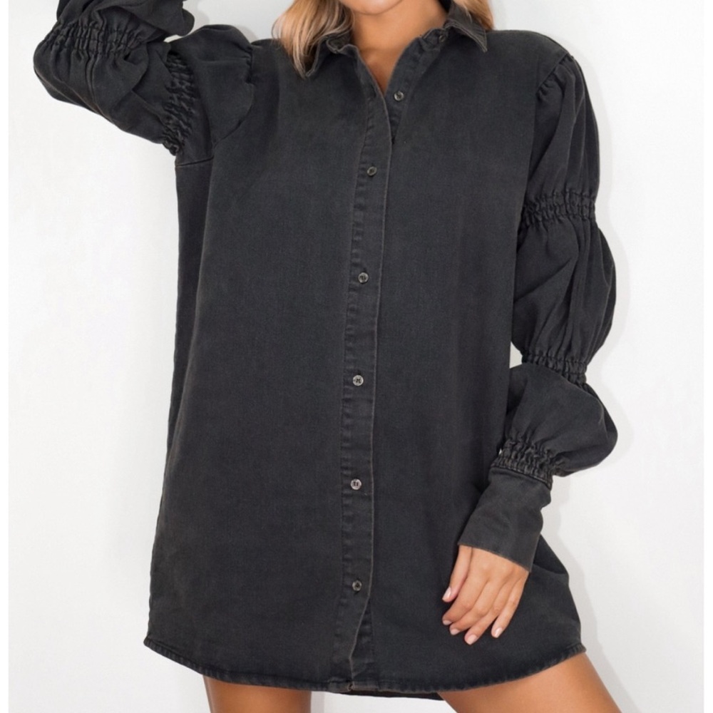 Misguided Denim Puff Sleeve Dress